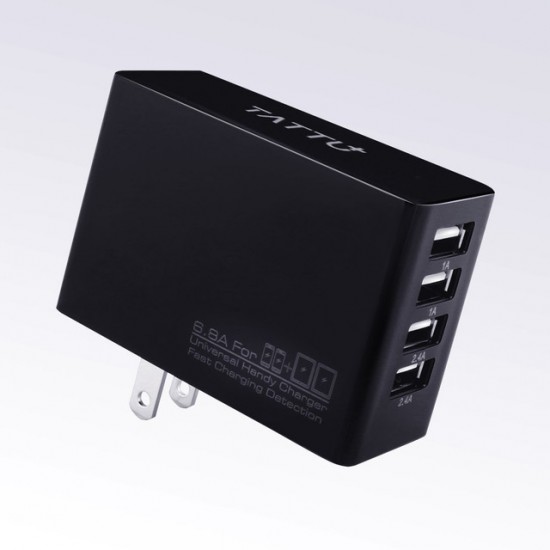 Carregador Tattu 34W 4 Ports USB AC Adapter 6.8A Wall Charger for iPhone, iPad, Samsung, Smartphones and Tablets