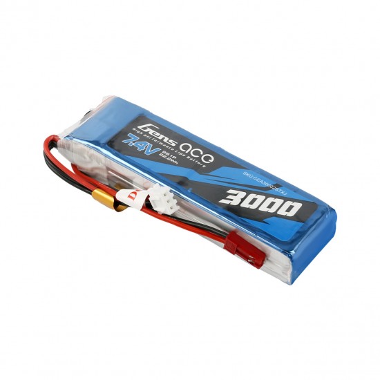 Gens Ace 3000mAh 7.4V 2S1P TX Lipo Battery Pack With JST Plug