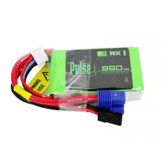 PULSE 860mAh 15C 7.4V 2S Receiver LiPo Battery - EC3 Connector