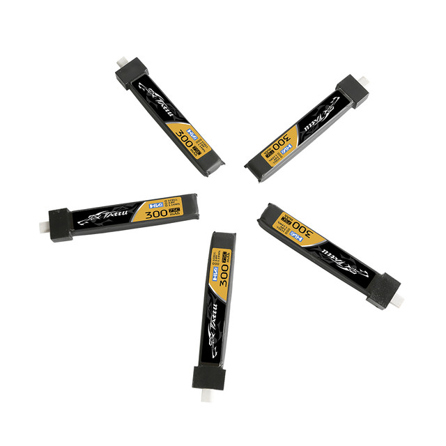 Tattu 1S 300mAh 75C 3.8V High Voltage Lipo Battery Pack with BT 2.0 Plug (5pcs)