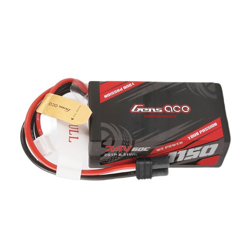 Gens Ace G-Tech 1150mAh 2S 60C 7.4V HardCase Lipo Battery With IEC2 Plug