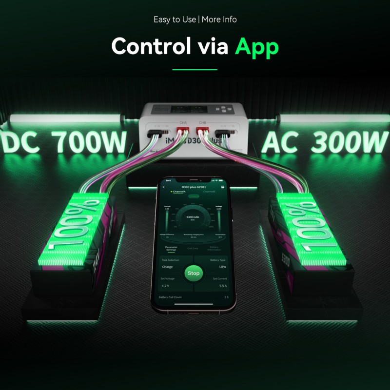 Gens ace iMars D300 Plus Smart Charger | Bluetooth App Control | G-Tech | Dual-Channel | Black