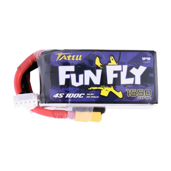 Tattu 1550mAh 4s 100C 14.8V FunFly Lipo Battery Pack With XT60 Plug For Practice