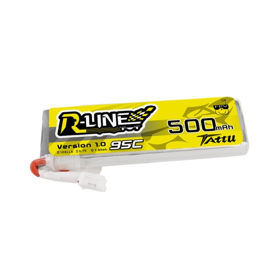 Tattu 500mAh 3.7V 95C 1S1P Lipo Battery Pack with JST-PHR Plug	