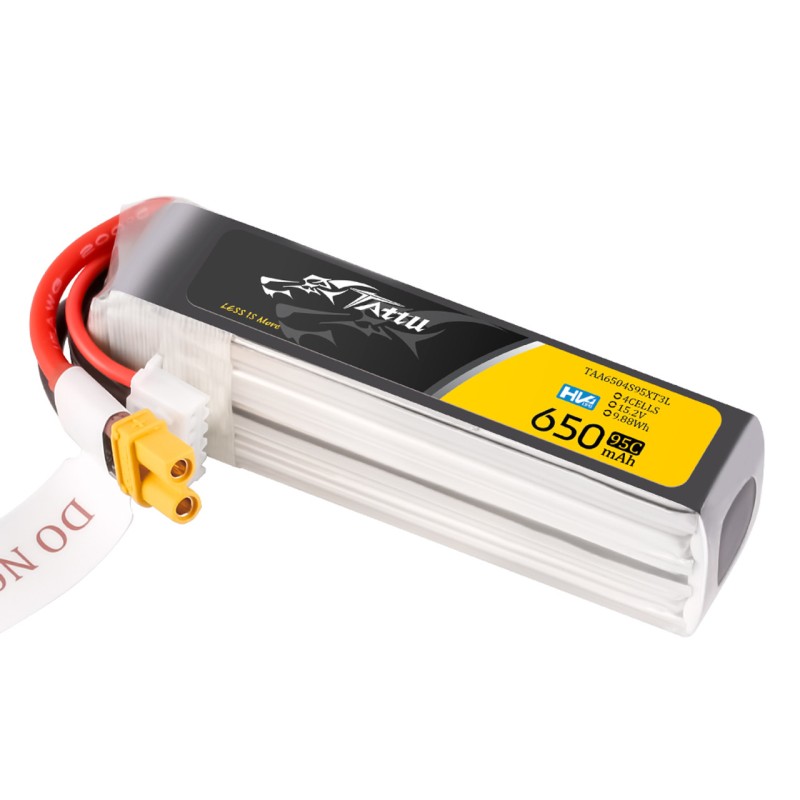 Tattu 650mAh 4S 15.2V 95C Lipo Battery Long Pack with XT30 Plug