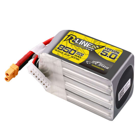 Tattu R-Line Version 5.0 850mAh 6S 22.2V 150C Lipo Battery Pack With XT30U-F Plug	