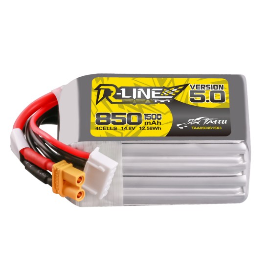 Tattu R-Line Version 5.0 850mAh 4S 14.8V 150C Lipo Battery Pack With XT30U-F Plug