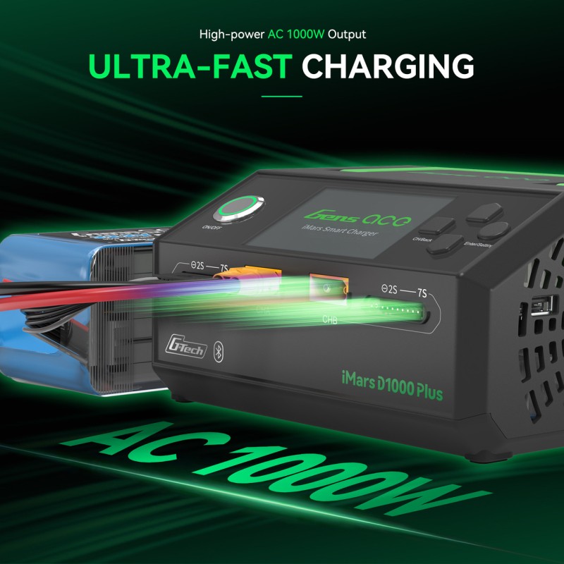 Gens ace iMars D1000 Plus Smart Charger | Bluetooth App Control | Dual Channel | G-Tech
