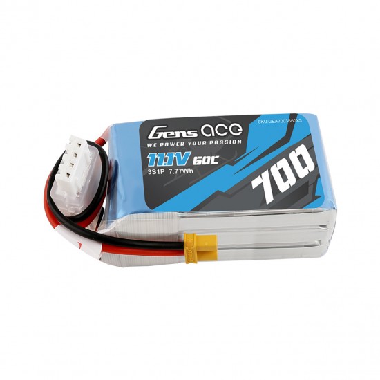 Gens ace 700mAh 11.1V 60C 3S1P Lipo Battery Pack with XT30 Plug