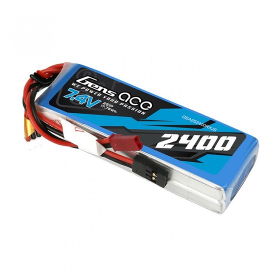 Gens Ace 2400mAh 7.4V 2S1P RX Lipo Battery Pack With JST-SYP Plug	