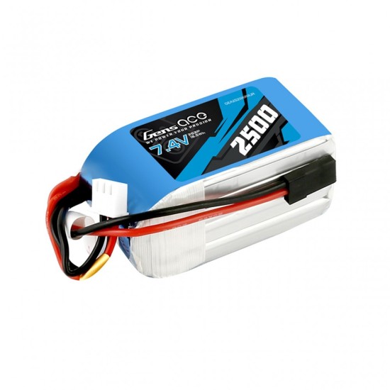 Gens Ace 2500mAh 7.4V 2S2P Hump RX Lipo Battery Pack With JR-3P Plug	