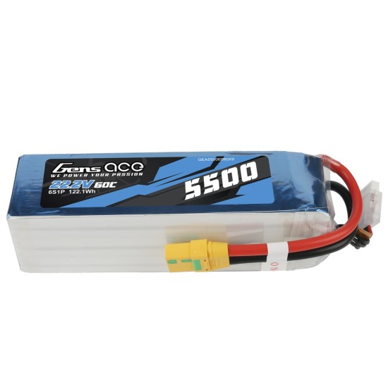 Gens Ace 5500mAh 6s 22.2V 60C Lipo Battery Pack With XT90-S Plug