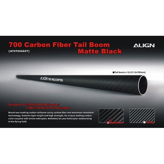 H70T005 700 Carbon Fiber Tail Boom-Matte Black