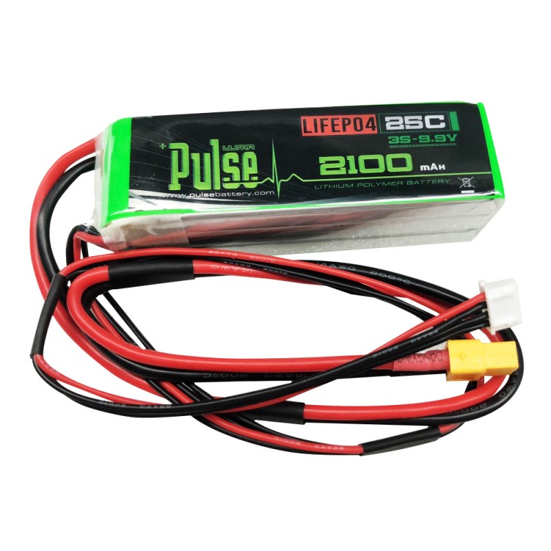 Pulse 2100mah 3S 9.9V 25C Receiver LiFePO4 Battery - XT60 Connector	