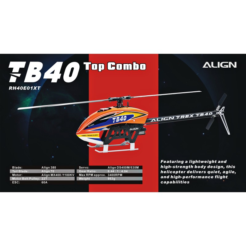 Helicóptero Align TB40 Somente Kit Mecânico	