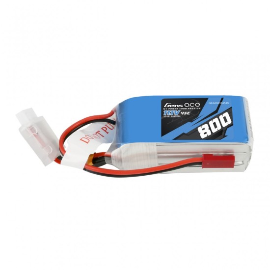 Gens Ace 800mAh 11.1V 45C 3S1P Lipo Battery Pack With JST-SYP Plug	