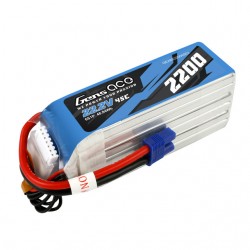 Gens Ace 2200mAh 6S1P 45C 22.2V Lipo Battery Pack With EC3 Plug