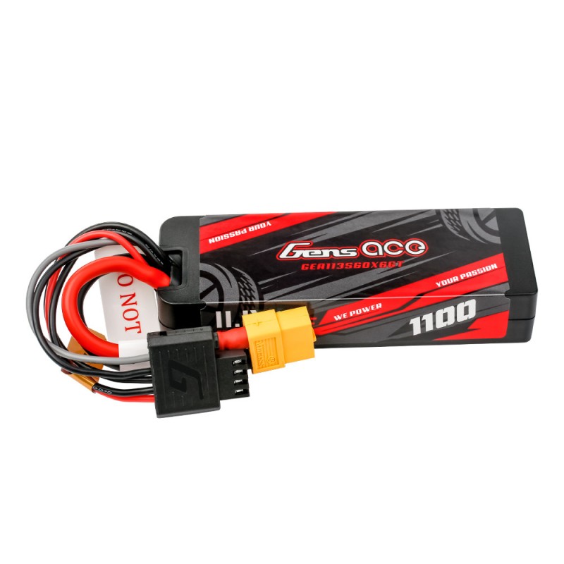 Gens ace 1100mAh 3S 60C 11.1V HardCase G-tech Lipo Battery Pack with XT60 Plug