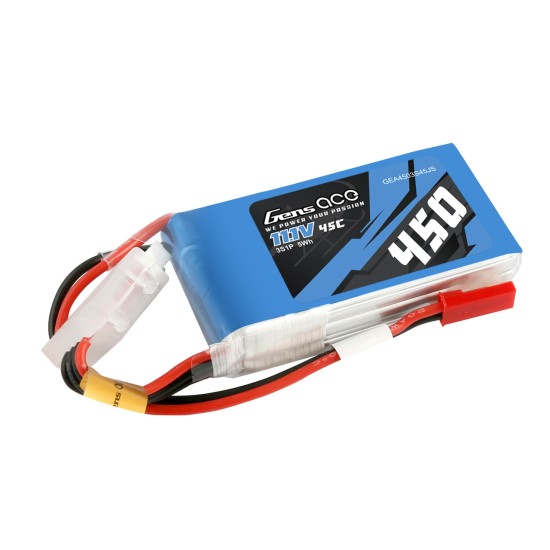 Gens Ace 450mAh 3S 45C 11.1V Lipo Battery Pack With JST-SYP Plug