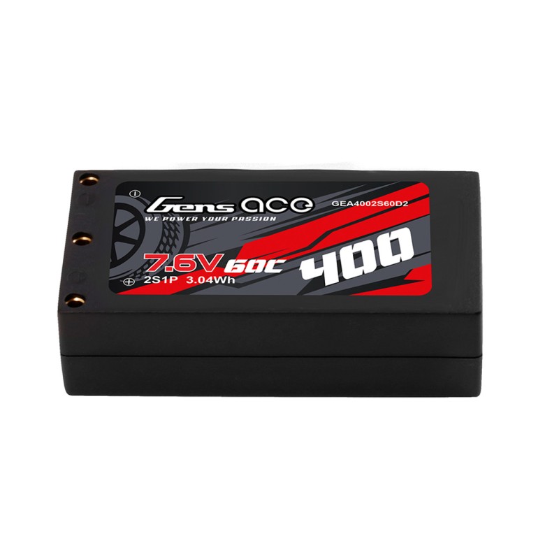 Gens ace 400mAh 2S 60C 7.6V HV Hardcase Lipo Battery with XT-60 Plug
