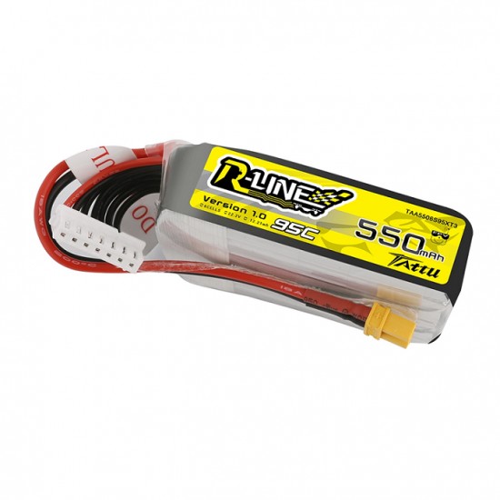 Tattu R-Line 550mAh 22.2V 95C 6S1P Lipo Battery Pack With XT30 Plug