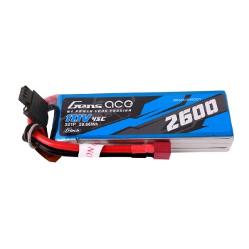 Gens ace 2600mAh 3S 45C 11.1V G-Tech Lipo Battery Pack with Deans Plug