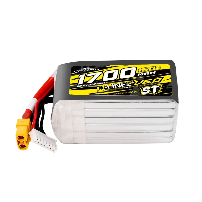 Tattu R-Line Version 6.0 1700mAh 160C 6S 22.2V ST Lipo Battery Pack with XT60 Plug