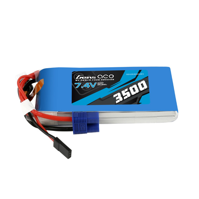 Gens Ace 3500mAh 2S 7.4V RX Lipo Battery Pack With JR And EC3 Plug