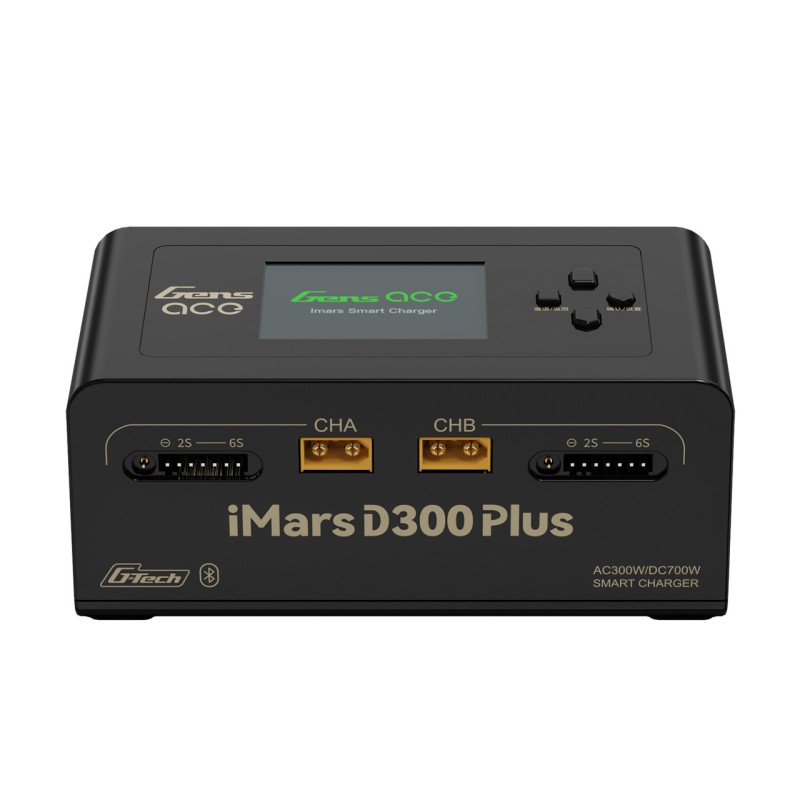 Gens ace iMars D300 Plus Smart Charger | Bluetooth App Control | G-Tech | Dual-Channel | Black