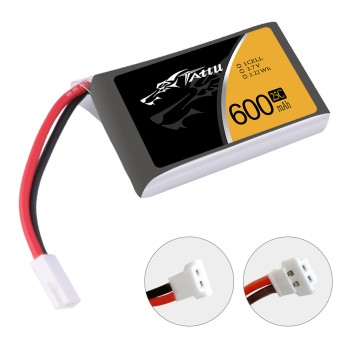 Tattu 1S 600mah 25C 3.7v Lipo Battery Pack with Molex 51005-2P Plug ( 6pcs)